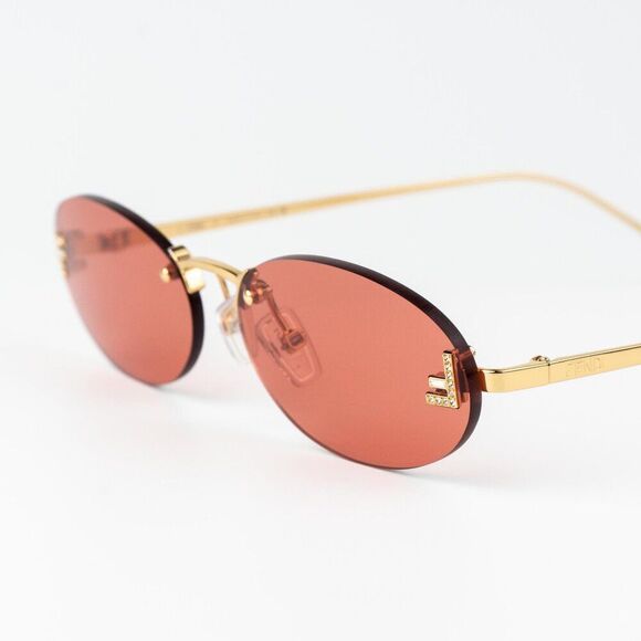 Fendi FIRST CRYSTAL Women Sunglasses Gold Bordeaux Oval Metal FE4075US 30S main image 10